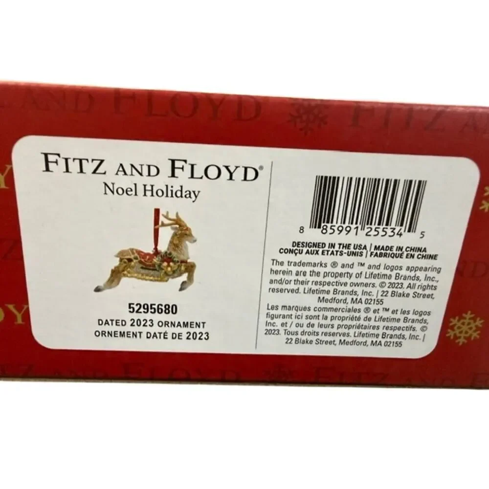 Fitz and Floyd Noel Holiday 5295680 2023 Reindeer Ornament New in Box